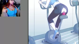 Girl cum on exercise bike