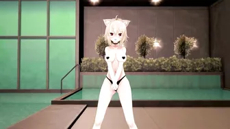 Okayu Nekomata Dancing Hentai Hololive Cat Girl Underwear Nekomimi MMD 3D Beige Hair