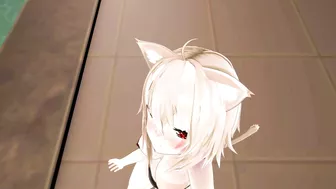 Okayu Nekomata Dancing Hentai Hololive Cat Girl Underwear Nekomimi MMD 3D Beige Hair