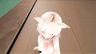 Okayu Nekomata Dancing Hentai Hololive Cat Girl Underwear Nekomimi MMD 3D Beige Hair