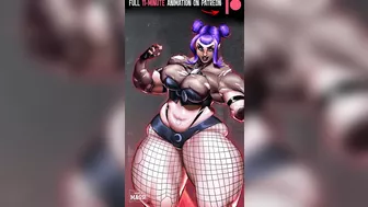 BBW Goth grows to extreme muscle giantess