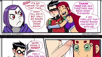 Teen Titans Emotobat Sickness Part 4 - Threesome Robin with Vin and Starfire