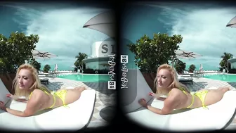 BIG FAKE TITS IN VR 3D 4K AT THE POOL - VIRTUAL REALITY BIMBO MICRO BIKINI FUCK 360/180