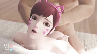 Dva from Overwatch Fucking in Doggystyle Position 3D Animation