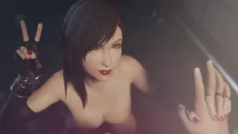 Sexy Tifa jerks cock and gets cum on her face