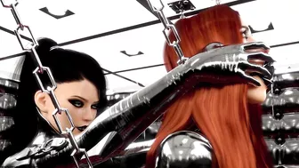 Black Widow in Hardcore Metal Bondage and Latex 3D BDSM Animation