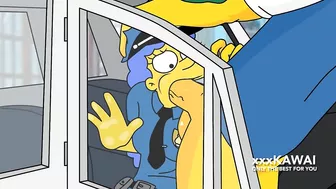 Police Marge tries to arrest Snake but he fucks her. - The Simpson hentai