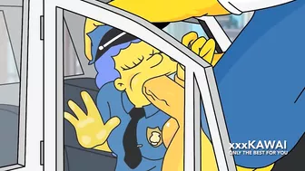 Police Marge tries to arrest Snake but he fucks her. - The Simpson hentai