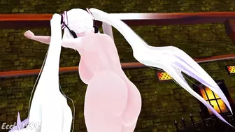 Thicc Miku Dance Hentai Vocaloid Nude Bass Knight Song MMD 3D White Hair Color Edit Smixix