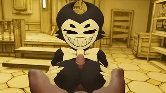 Cum on the face Bendy and the Ink Machine Bendy jerks off a dick with her big breasts for a guy b