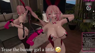 Vtuber Kanako wears a bunny suit for viewers while they tease this lewdtuber!