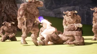 a group of furry minotaurs watch as they fuck two and in the end they all go for her | 3D Porn Wild