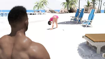 MILF on the Beach - Asian Anal BBC Public Creampie by stranger