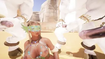 Furry minotaurs cover the body of a tanned girl with cum | creampieGANgbang