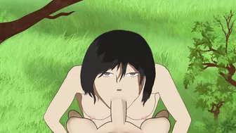 Mikasa enjoys a lovely weather while giving a blowjob and get cumshots on her face AoT