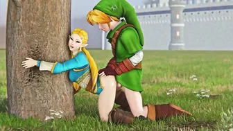 Zelda & Link quick bang behind the castle