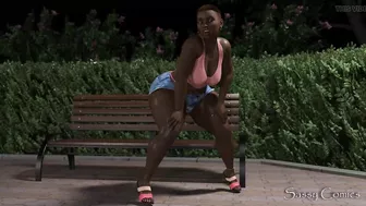 Midnight at the Park pt. 1 - Interracial Big Dick Futa x curvy ebony public bench