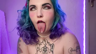 Yummy blowjob withlot of saliva from cute anime girl ahegao style