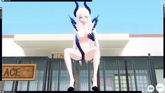 3D HENTAI Diabla masturbates in public