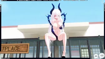 3D HENTAI Diabla masturbates in public