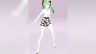 Hatsune Love Cycle, Vertical Screen - Strip Dance, Nude, 3D, Dark Green Hair, Color Edit smixix