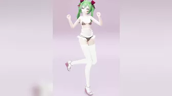 Hatsune Love Cycle, Vertical Screen - Strip Dance, Nude, 3D, Dark Green Hair, Color Edit smixix