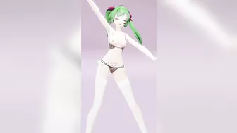 Hatsune Love Cycle, Vertical Screen - Strip Dance, Nude, 3D, Dark Green Hair, Color Edit smixix