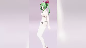 Hatsune Love Cycle, Vertical Screen - Strip Dance, Nude, 3D, Dark Green Hair, Color Edit smixix