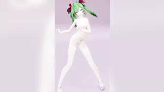 Hatsune Love Cycle, Vertical Screen - Strip Dance, Nude, 3D, Dark Green Hair, Color Edit smixix