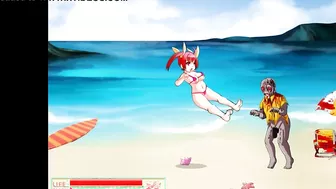 Cute 18 lady has sex with monsters men in Sp beach hentai game