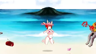 Cute 18 lady has sex with monsters men in Sp beach hentai game