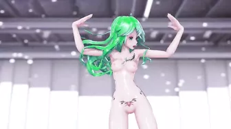 MMD GIRLS - HENTAI MMD 3D DANCE, UNDRESSING, GREEN HAIR COLOR EDIT, SMIXIX