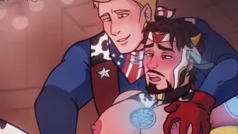 Iron man x Captain america - steve rogers x tony stark gay milking masturbation cow