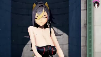 Big Tits Cat Girl Sexy Dance In Black (3D HENTAI)