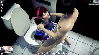 Overwatch Dva sucking on the bathrom