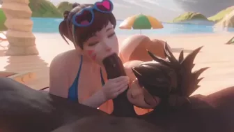 Overwatch Tracer Shares BBC with Dva At The Beach