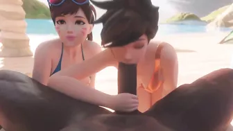 Overwatch Tracer Shares BBC with Dva At The Beach