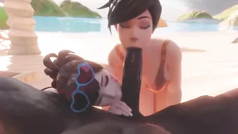 Overwatch Tracer Shares BBC with Dva At The Beach