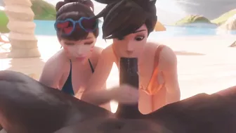 Overwatch Tracer Shares BBC with Dva At The Beach