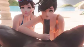 Overwatch Tracer Shares BBC with Dva At The Beach