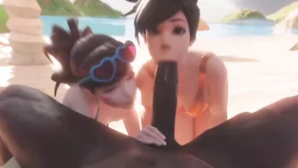 Overwatch Tracer Shares BBC with Dva At The Beach