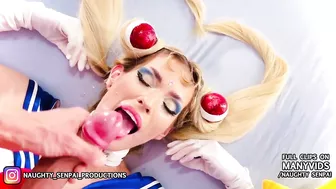 SAILOR MOON SLUT - Ahegao Cosplay Girl (German Opening PMV) - Rough Sex, Sloppy Blowjob, Anime, UwU