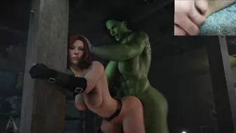 Futanari She Hulk fucks Black Widow / big ftm clit masturbation