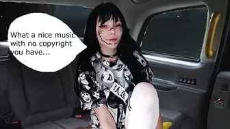 Goth girl gives blowjob in taxi after clubbing all night