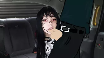 Goth girl gives blowjob in taxi after clubbing all night