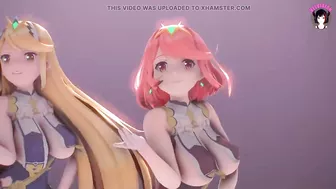 Laysha x Mythra - Sexy Thick Girls Dancing (3D HENTAI)