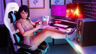 Petite gameuse gros cul à 4 pattes pendant son jeux. (SexLoveGirls)