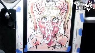 When She Manages to Fit Your Cock & Balls in Her Mouth at The Same Time - Cumshot Drawing Timelapse