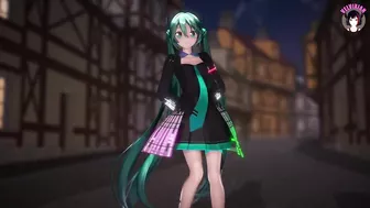 Cute Miku Dancing In Black Dress + Gradual Undressing (3D HENTAI)