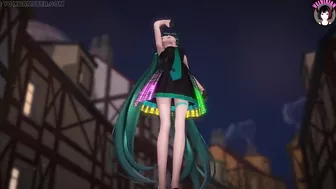 Cute Miku Dancing In Black Dress + Gradual Undressing (3D HENTAI)